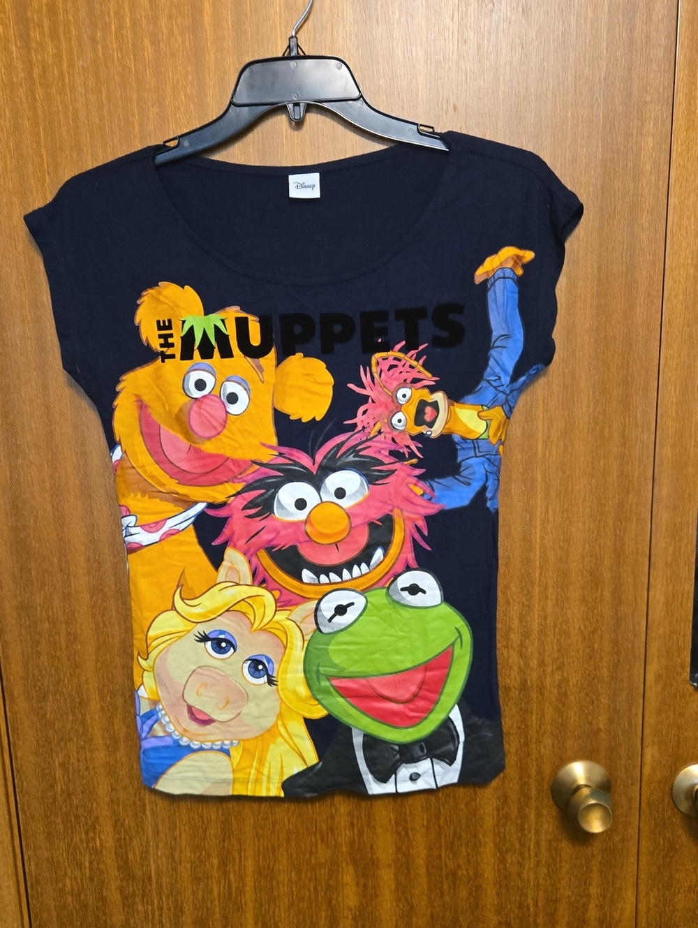 Disney Women's Navy Muppets Character Short Sleeve Tee Size Medium